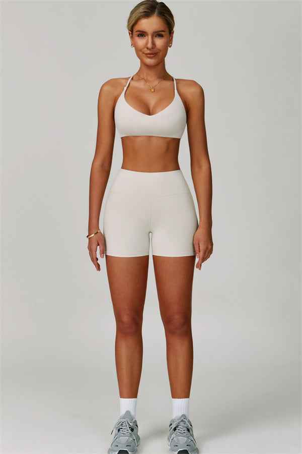 The Bold Cross Back Sports Bra Shorts 2-Piece Set