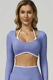 The Prime Line Long Sleeve Crop Top Shorts 2-Piece Set