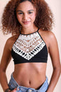 Crochet Lace High Neck Bralette - Pikemla