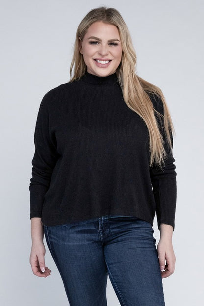 Drop Shoulder Long Sleeve Top -Plus Sized - Pikemla