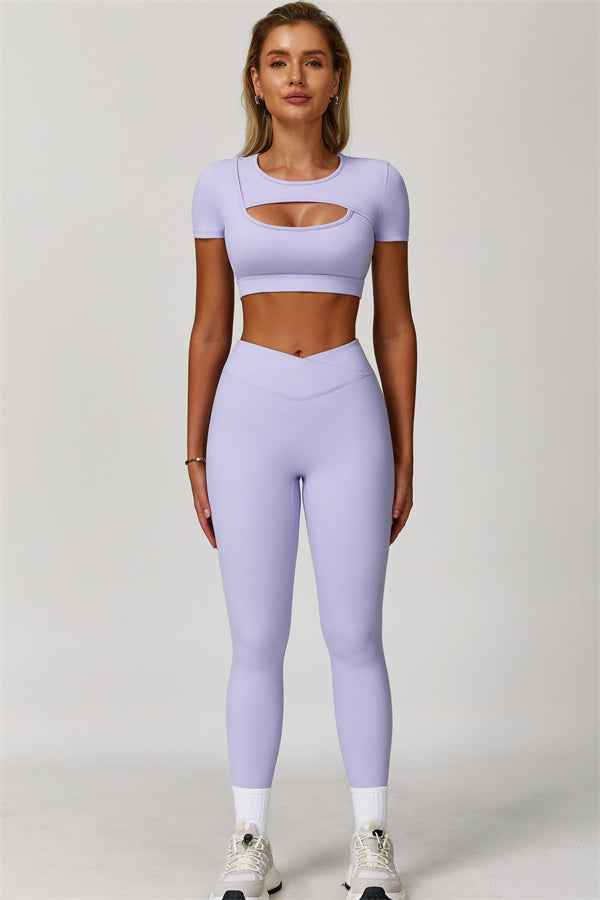 The Lavish Cut-out Crop Top Leggings 2-Piece Set