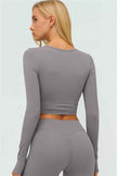 The Lushness Long Sleeve Crop Top Flared Leggings 2-Piece Set