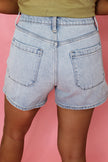 Beau Blue Light Wash High Rise Denim Shorts - Pikemla