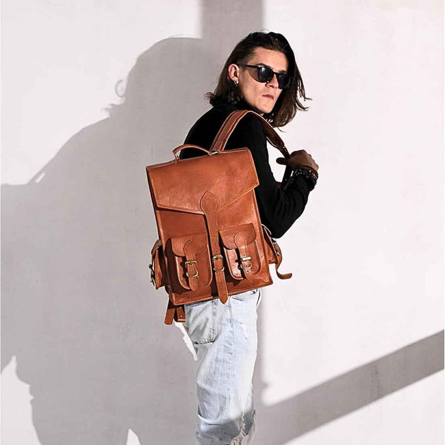 Vintage Leather Backpack Rucksack