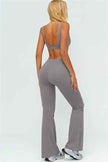 The Lushness V-Back Sports Bra Flared Leggings 2-Piece Set