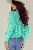 Hollow-Out Knit V-Neck Drop Shoulder Sweater