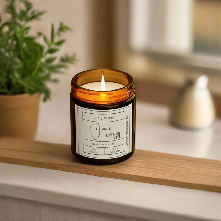 Illinois - Coconut Apricot Scented Candle | Cashmere Musk Aroma | Home Fragrance