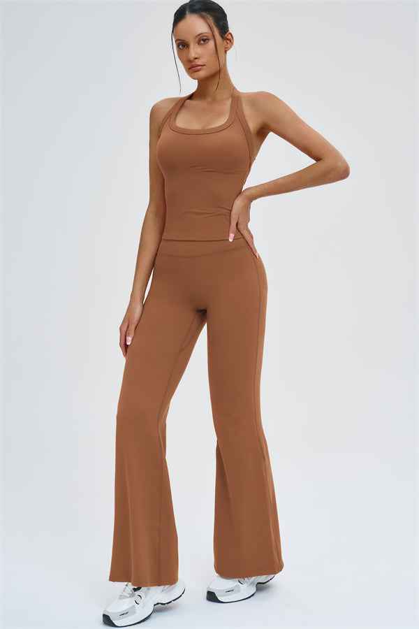 The Slate Y-Back Top Flared Leggings 2-Piece Set