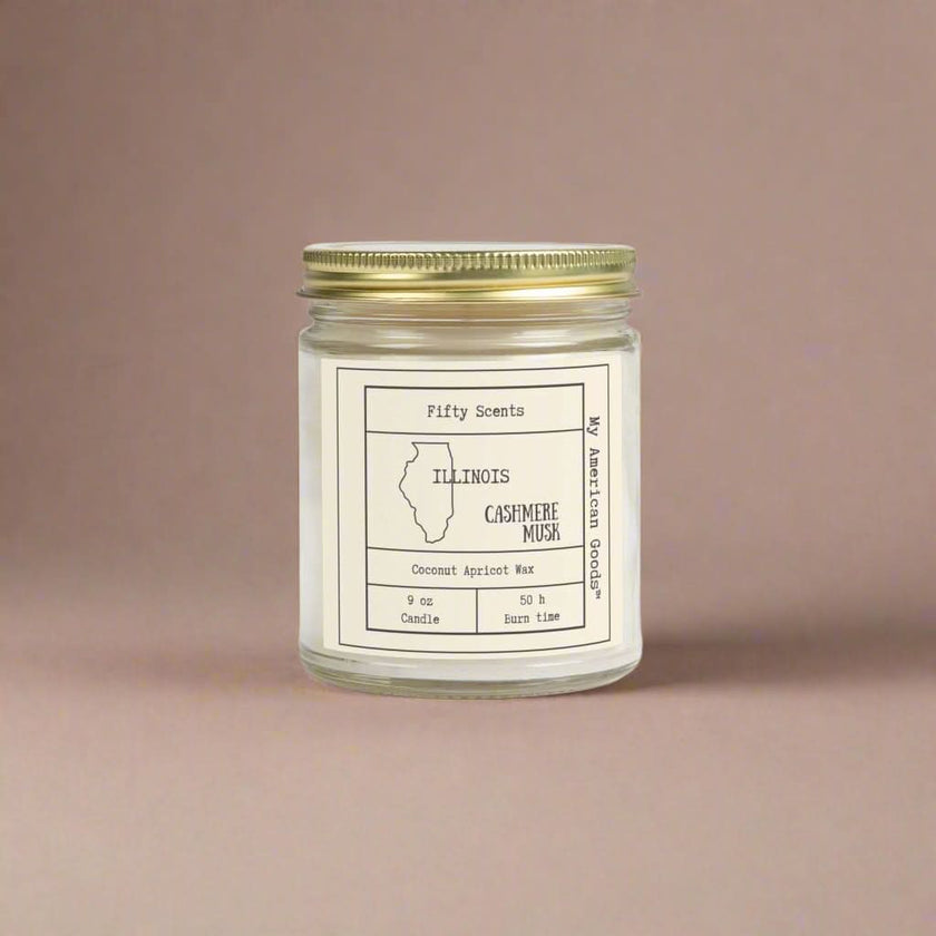 Illinois - Coconut Apricot Scented Candle | Cashmere Musk Aroma | Home Fragrance