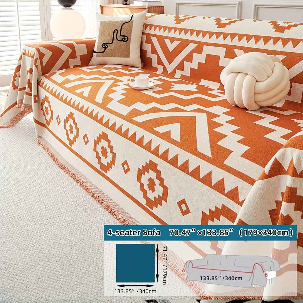 Boho-Chic All-Season Sofa Cover | Light Gray & Pet Proof Couch Cover