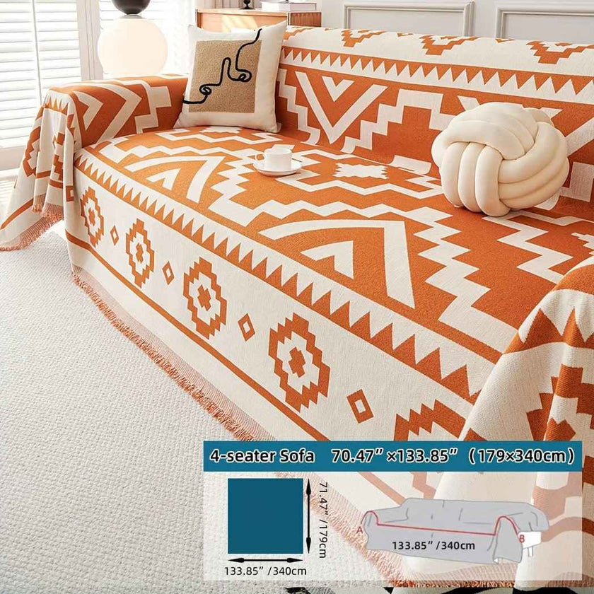 Boho-Chic All-Season Sofa Cover | Light Gray & Pet Proof Couch Cover