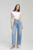 Moon Curve Raw Hem Crop Jeans HJ129
