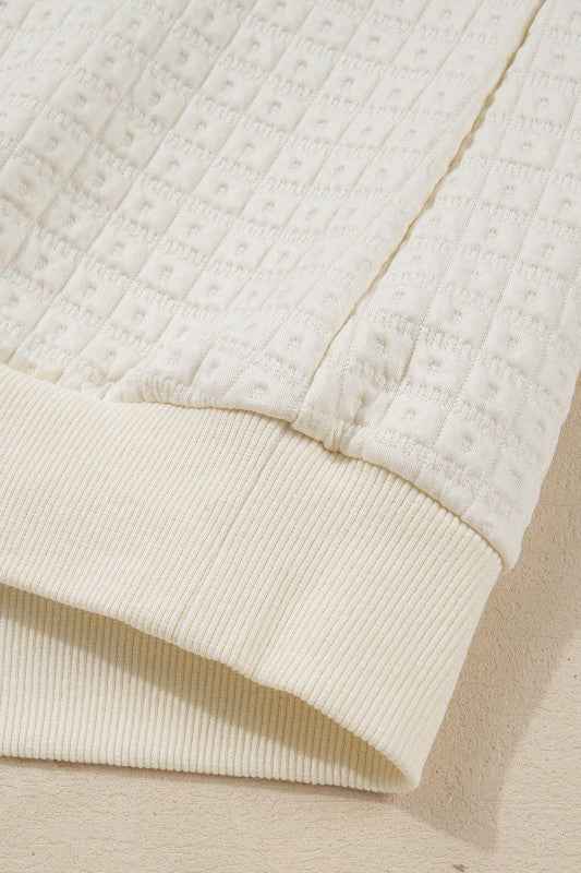 Pineapple Textured Half-Button Collared Sweatshirt