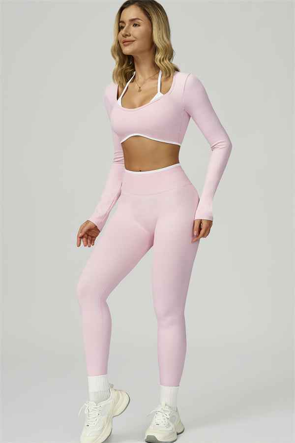 The Prime Line Long Sleeve Crop Top Leggings 2-Piece Set