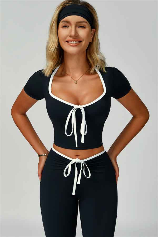 The Skyline Tie Top Flared Leggings 2-Piece Set
