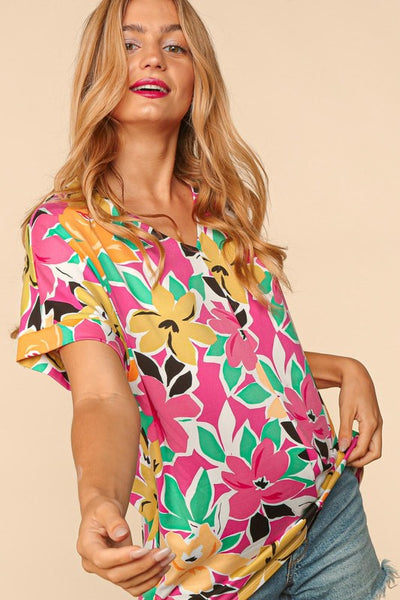 Plus Sized Floral Loose Fit Top - Pikemla