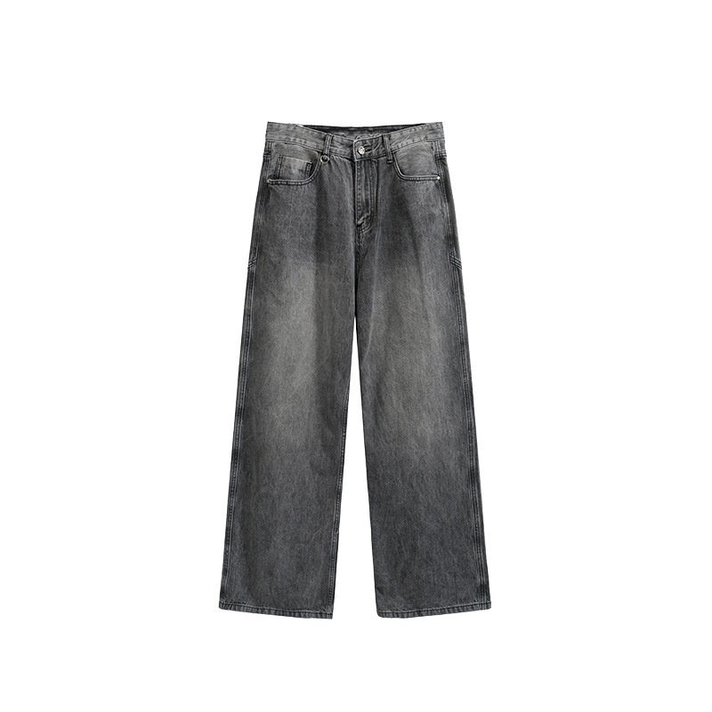 Washed Cut Wide Leg Jeans Men - Pikemla