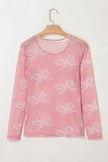 Bow Long Sleeve Mesh Top