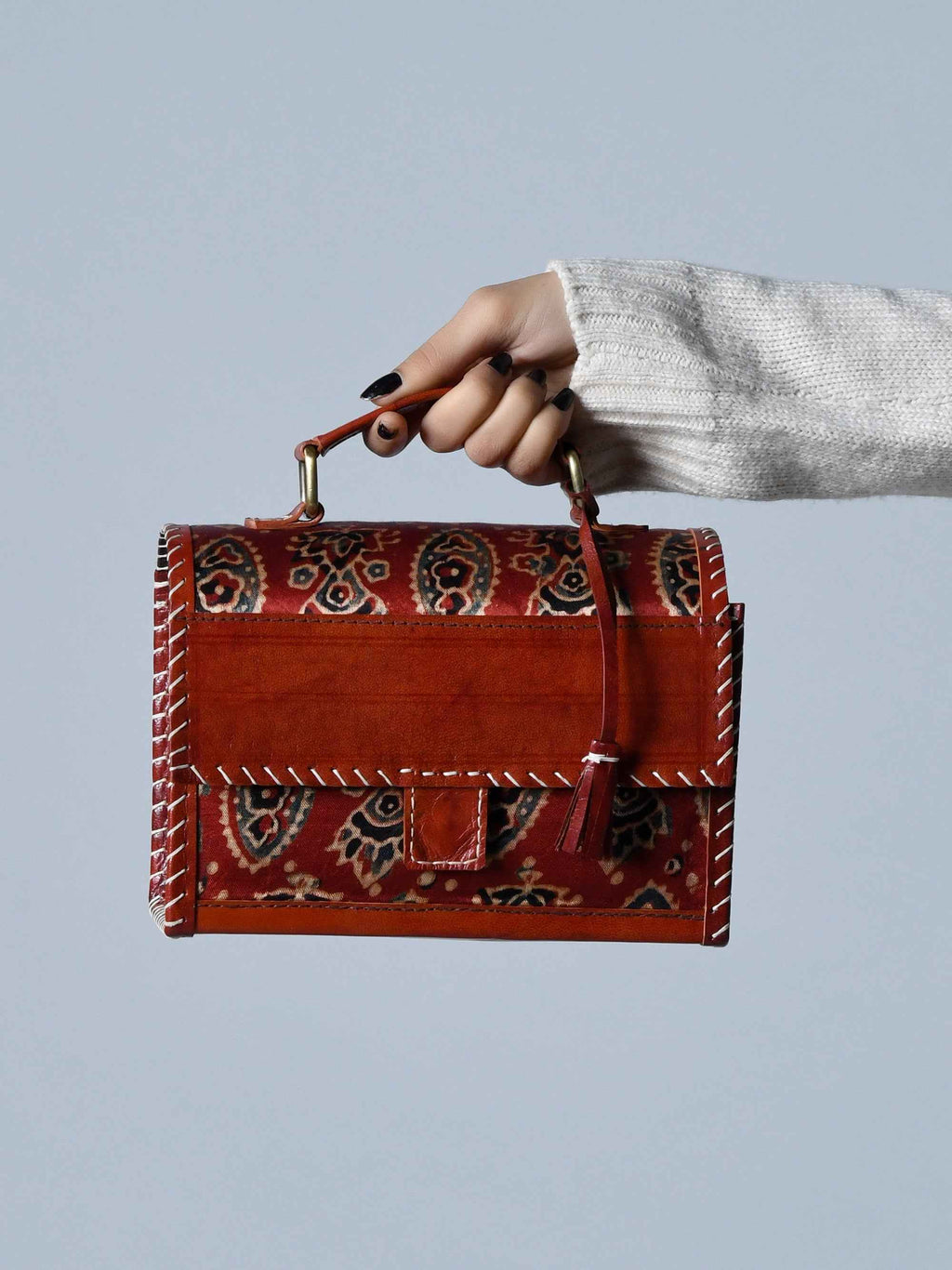 Maroon Mystique Ajrakh Satchel Purse
