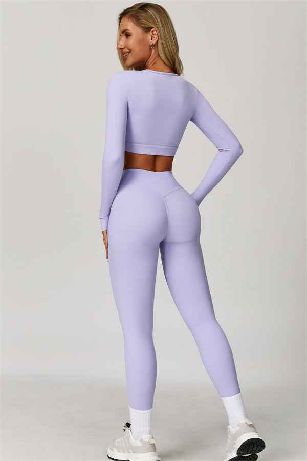 The Lavish Long Sleeve Cut-out Crop Top Leggings 2-Piece Set