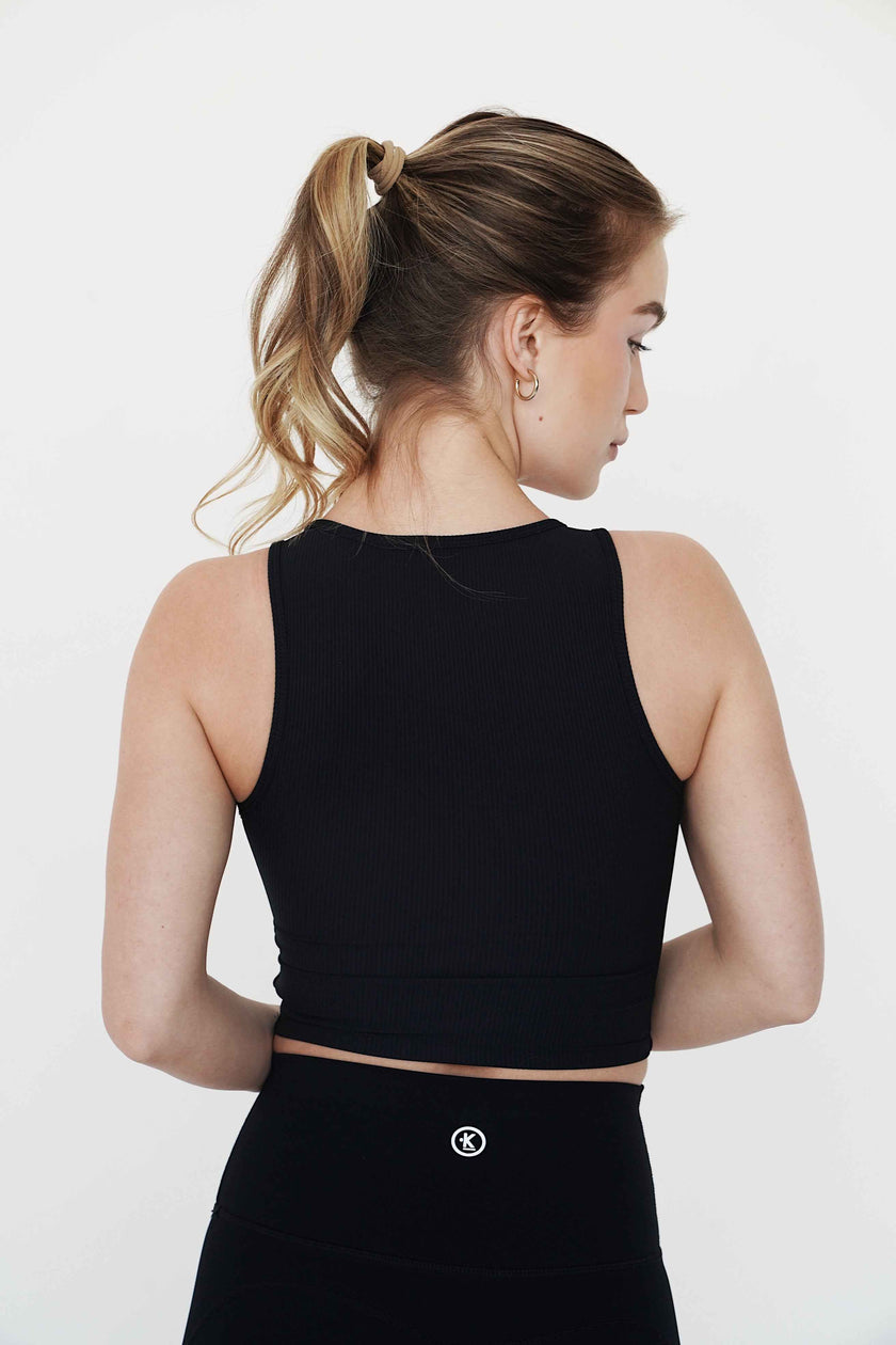 I Am Self Love Ribbed Quick-Dry Butter Black Tank