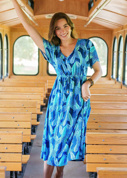 Blue Myers Tie Waist Midi Dress