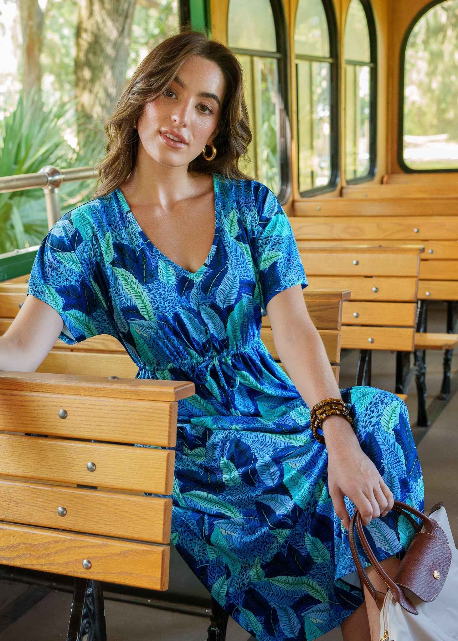 Blue Myers Tie Waist Midi Dress