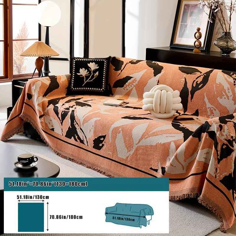 Premium Chenille Fabric Dark Green Couch Cover - All-Season Protector