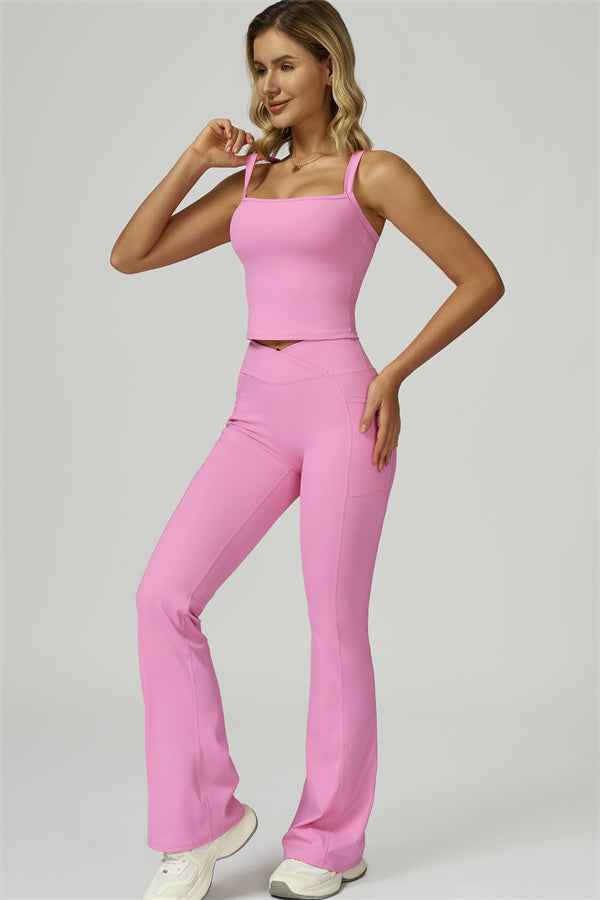 The Flourish Crop Tank Flared Leggings 2-Piece Set