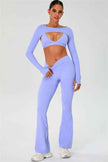 The Ember Sports Bra Crop Top Flared Leggings 3-Piece Set