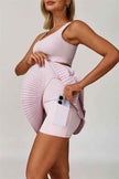 The Lavish Long Sleeve Cut-out Crop Top Tennis Skirt 2-Piece Set