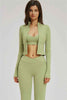 The Sizzle Zip Jacket Sports Bra Flared Leggings 3-Piece Set