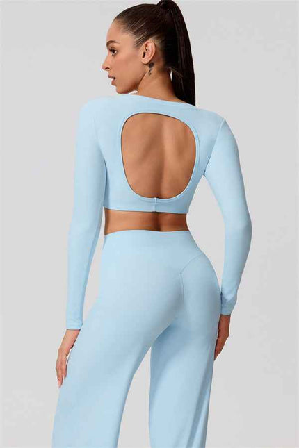 The Nestle Long Sleeve Crop Top Straight Leg Pants 2-Piece Set