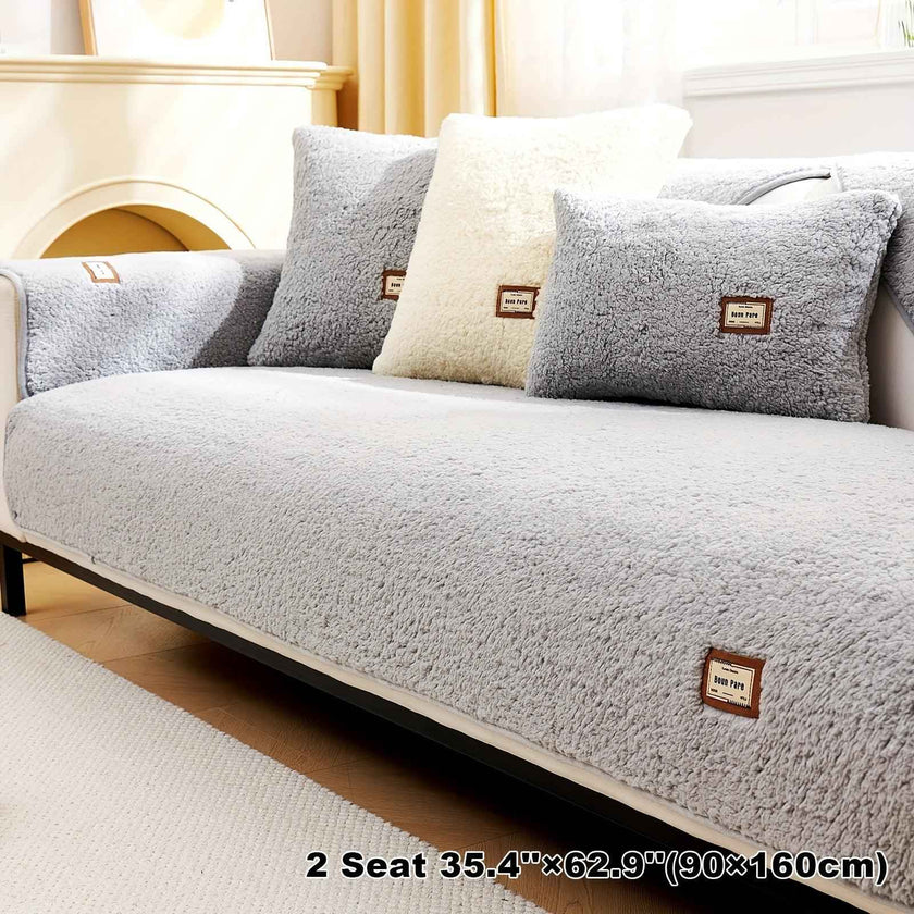 Durable 3 cushion couch cover | High-Quality Plush Sherpa Sofa Cover