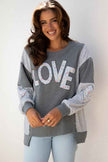 Floral LOVE Reverse Seam Patchwork Long Sleeve Swe