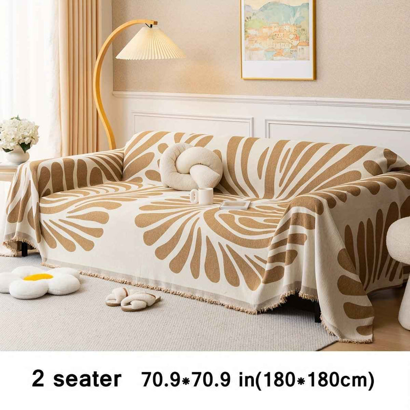 Versatile Chenille Sofa Cover - Pet-Friendly, Orange Dog Couch Cover