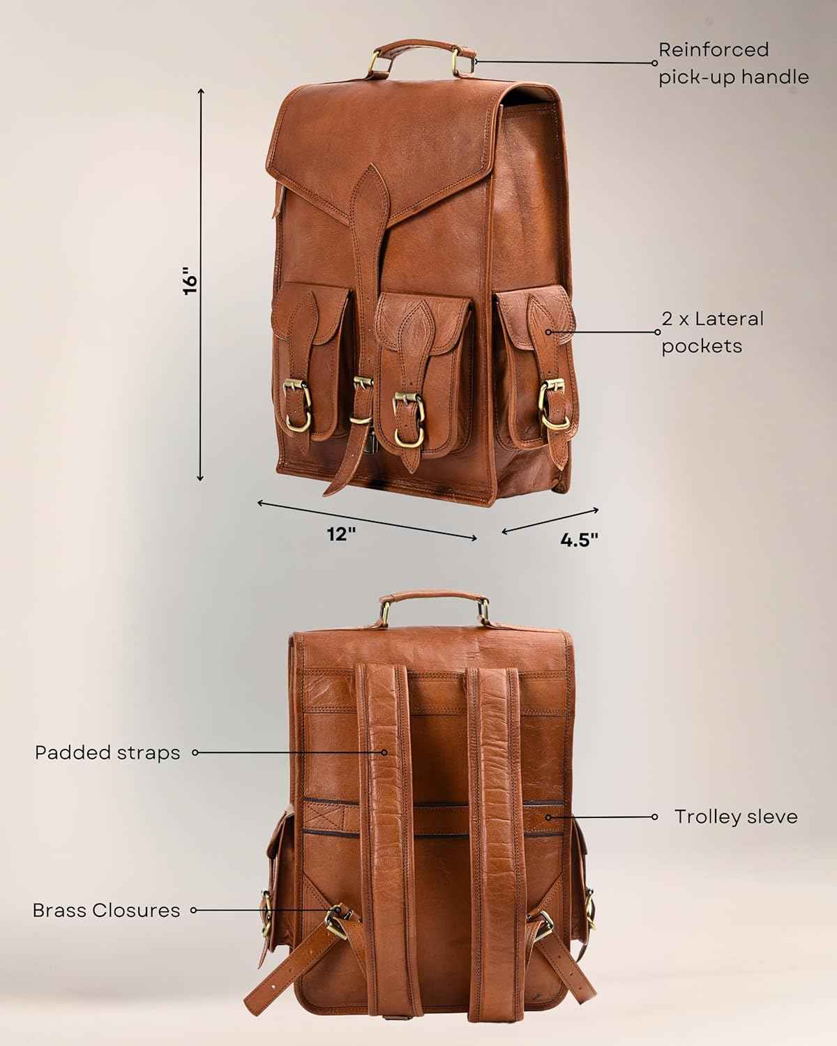 Vintage Leather Backpack Rucksack