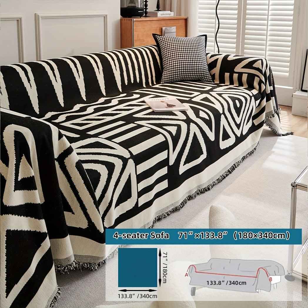 Bohemian-Style Chenille Fabric Extra Long Couch Cover Anti dog scratch