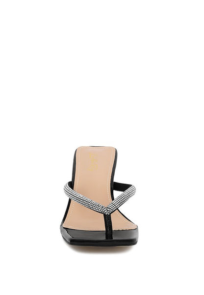 Crystal Lined Block Heels - Pikemla