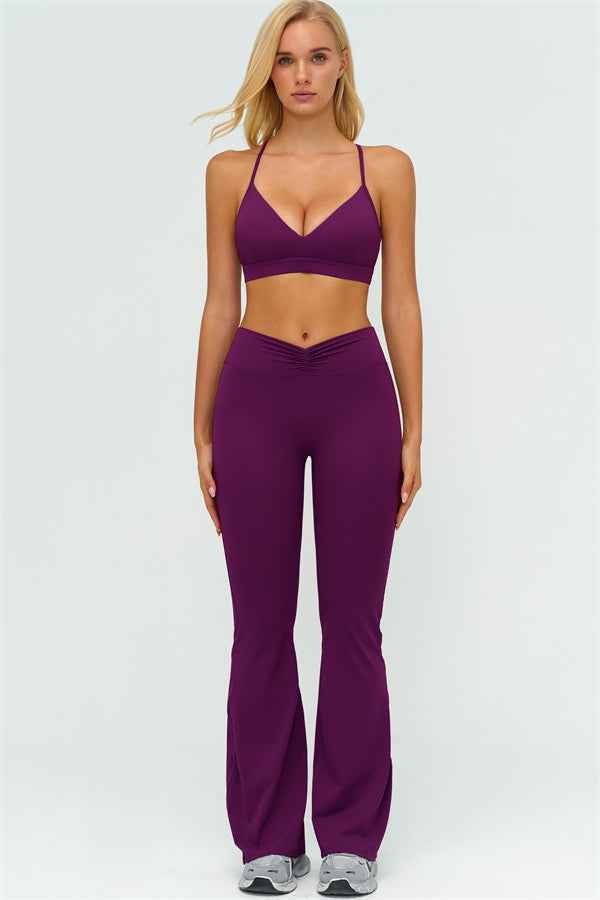 The Lushness Y-Back Sports Bra Flared Leggings 2-Piece Set