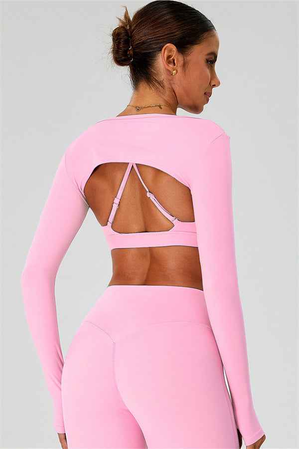 The Ember Sports Bra Crop Top Flared Leggings 3-Piece Set