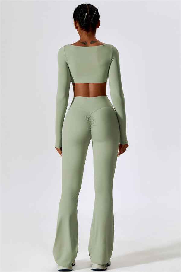 The Lily Belle Crop Top Flared Leggings 2-Piece Set