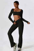 The Lily Belle Crop Top Flared Leggings 2-Piece Set