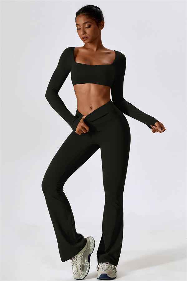 The Lily Belle Crop Top Flared Leggings 2-Piece Set