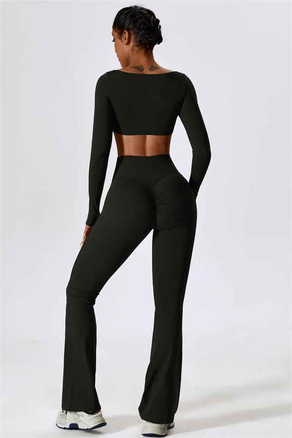 The Lily Belle Crop Top Flared Leggings 2-Piece Set