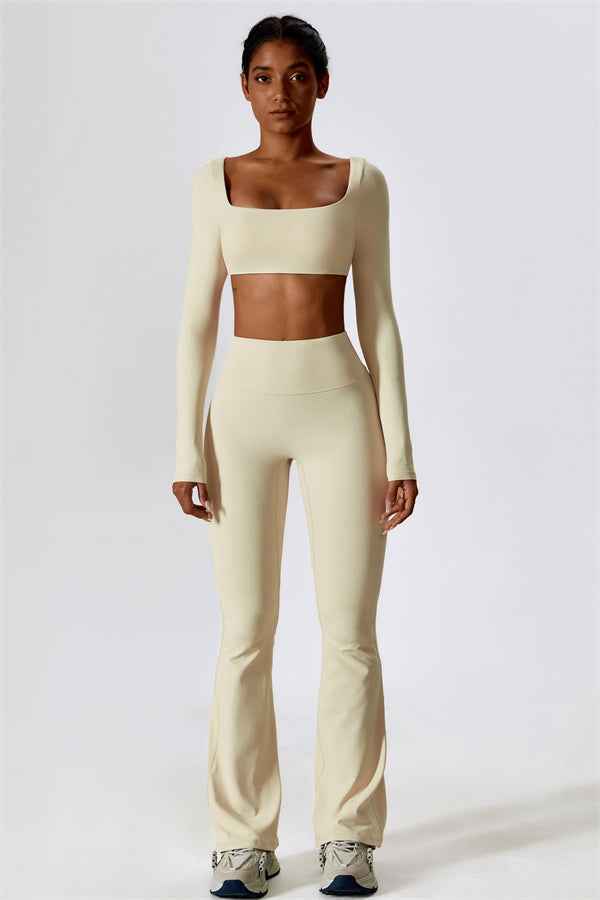 The Lily Belle Crop Top Flared Leggings 2-Piece Set