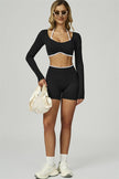 The Prime Line Long Sleeve Crop Top Shorts 2-Piece Set