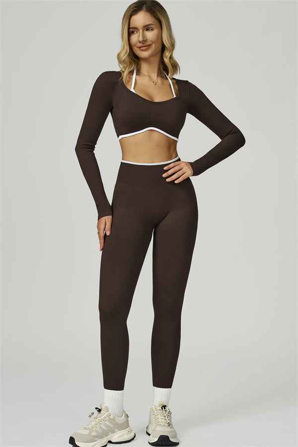 The Prime Line Long Sleeve Crop Top Leggings 2-Piece Set