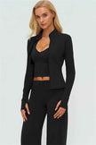The Twirl Zip Jacket Halter Tank Top New Straight Leg Pants 3-Piece Set