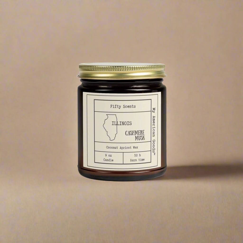 Illinois - Coconut Apricot Scented Candle | Cashmere Musk Aroma | Home Fragrance